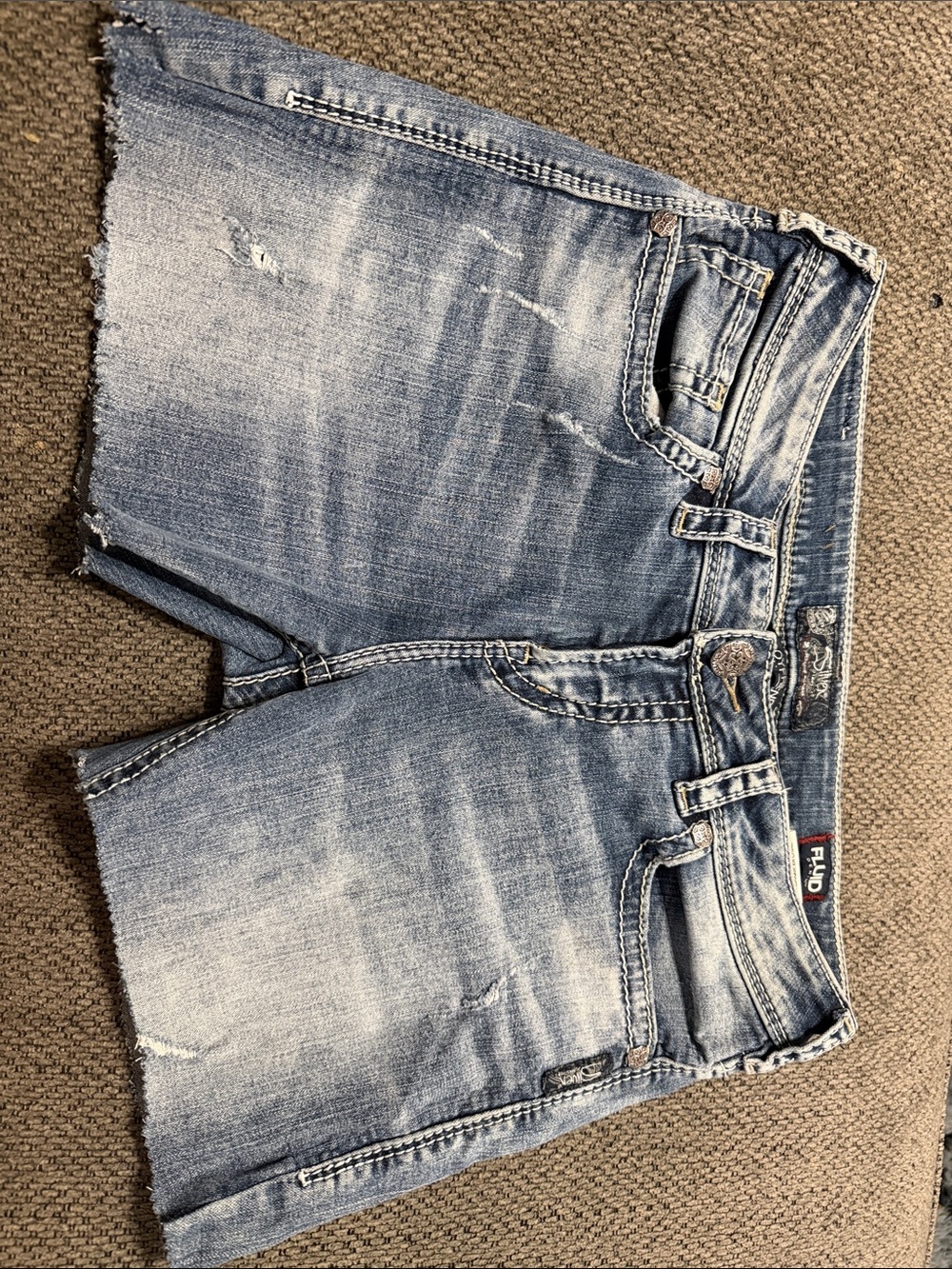 Silver cut off Jean shorts